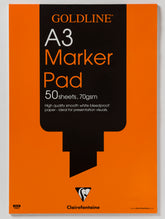 Goldline A3 Bleedproof Marker Pad 70gsm 50 Sheets White Paper GPB1A3Z